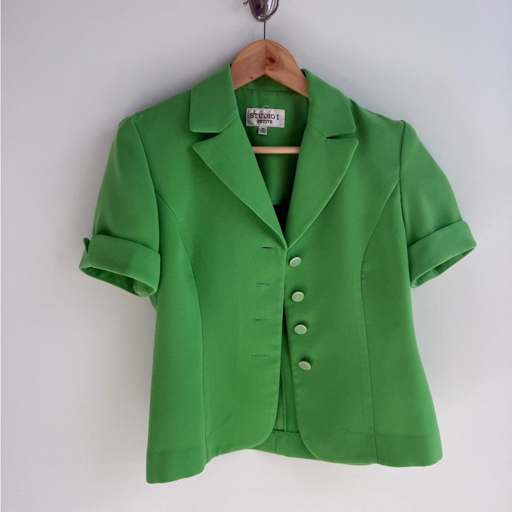 Vintage ladies blazer shirt button up lime - Picture 2 of 5